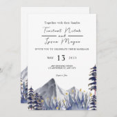 冬のウェディングエバーグリーンフォレスト招待状カード 招待状 (正面/裏面)