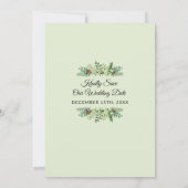冬のウェディングエレガントクリスマスホリデーフローラ セーブザデート (裏面)