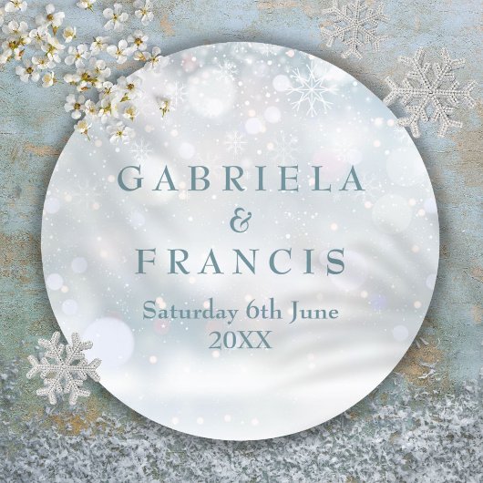 冬のウェディングエレガントファースト雪 ラウンドシール