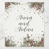 冬のウェディングエレガントフローラモダンインスピレーション ワインラベル (シングルラベル)