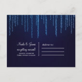 冬のウェディングエレガントブルーライト日付を保存 案内ポストカード (裏面)