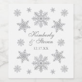 冬のウェディングシルバースノーフレーク ワインラベル (シングルラベル)