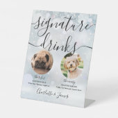 冬のウェディングスクリプトペット犬のシグネチャードリンク 台座サイン (正面)