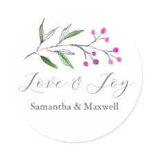 冬のウェディングステッカーありがとうシンプル