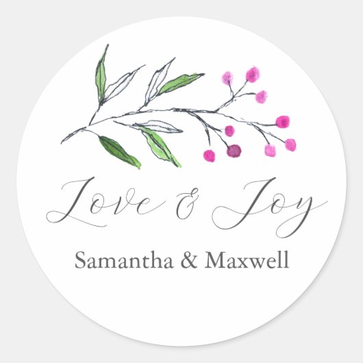 冬のウェディングステッカーありがとうシンプル ラウンドシール (正面)