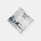 冬のウェディングトナカイ素朴グレイの水色 スタンダードカクテルナプキン (角)