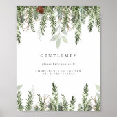 冬のウェディングバスルームのバスケットサイン ポスター (正面)