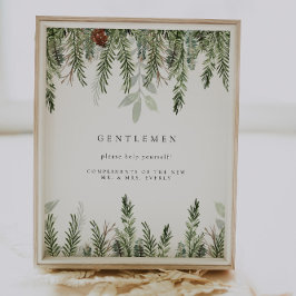 冬のウェディングバスルームのバスケットサイン ポスター