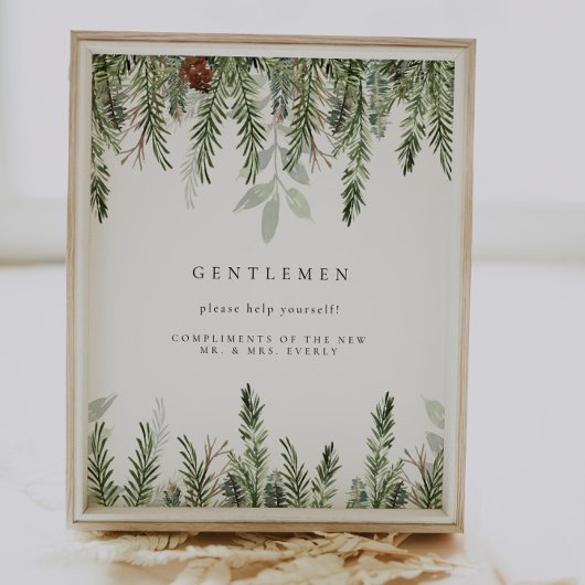 冬のウェディングバスルームのバスケットサイン ポスター