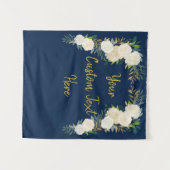 冬のウェディングバックドロップグリーン写真ブース海軍 タペストリー (正面(横))