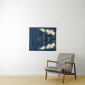 冬のウェディングバックドロップグリーン写真ブース海軍 タペストリー (インサイチュ(横))