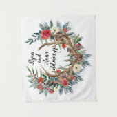 冬のウェディングバックドロップ、クリスマスフォトブースTa タペストリー (正面)