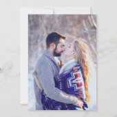 冬のウェディングパイン湖ホワイトブルーアート写真 招待状 (裏面)