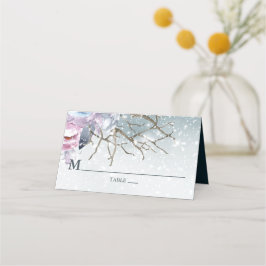 冬のウェディングパーソナライズされたフローラ プレイスカード