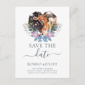 冬のウェディングフォトハートの形状 案内ポストカード (正面)