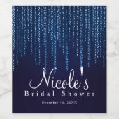 冬のウェディングブルーエレガントスパークルライトワイン ワインラベル (シングルラベル)