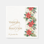 冬のウェディングポインセチア金ゴールドテンプレート スタンダードカクテルナプキン (正面)