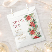 冬のウェディングポインセチア金ゴールドテンプレート フェイバーバッグ (クリップ留めされた状態)