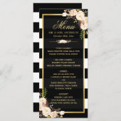 冬のウェディングメニュー 白 アイボリー 花 ストライプ メニュー (正面/裏面)