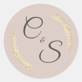 冬のウェディングモノグラムの固定ステッカー ラウンドシール