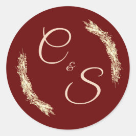 冬のウェディングモノグラムの固定ステッカー ラウンドシール
