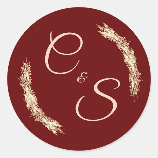 冬のウェディングモノグラムの固定ステッカー ラウンドシール (正面)