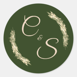 冬のウェディングモノグラムの固定ステッカー ラウンドシール