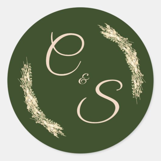 冬のウェディングモノグラムの固定ステッカー ラウンドシール (正面)