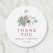 冬のウェディングラウンドメッセージカードユーカリプトゥスパイン フェイバータグ (正面)