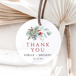 冬のウェディングラウンドメッセージカードユーカリプトゥスパイン フェイバータグ