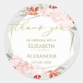 冬のウェディング感謝していお客様シール金箔の水色 ラウンドシール (正面)