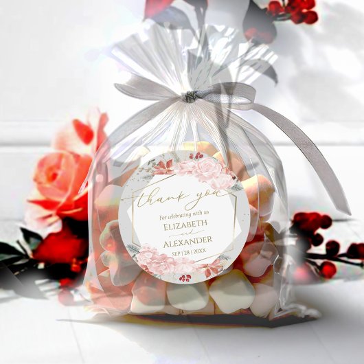 冬のウェディング感謝していお客様シール金箔の水色 ラウンドシール