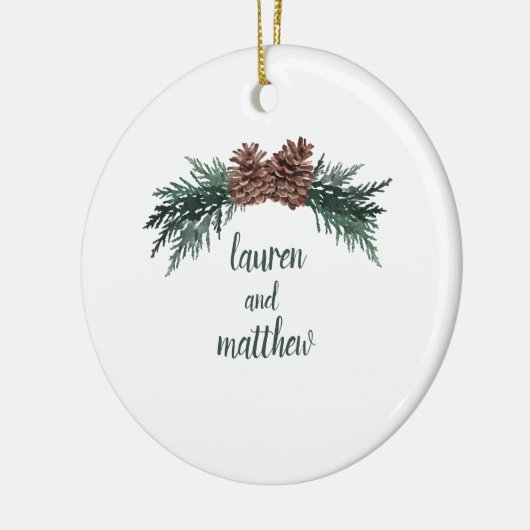 冬のウェディング素朴オーナメントピネコーンボー セラミックオーナメント (左)