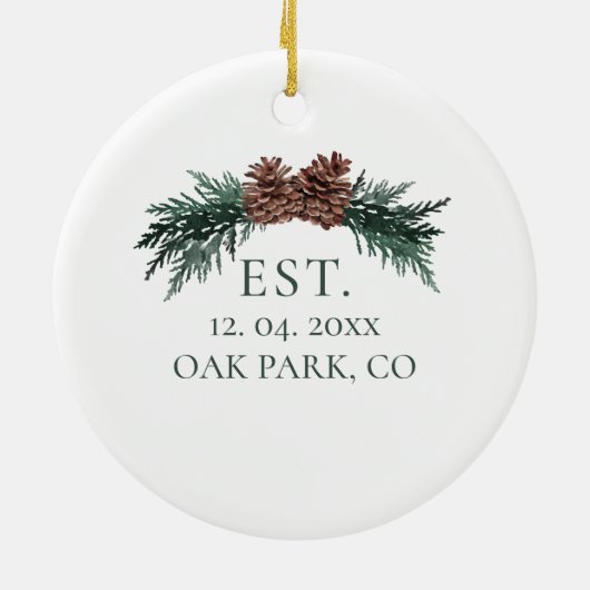 冬のウェディング素朴オーナメントピネコーンボー セラミックオーナメント (裏面)