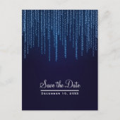 冬のウェディング エレガントな青い光のSave the Date 案内ポストカード (正面)