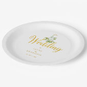 冬のウェディング エレガント ゴールド スクリプト ミストルテ ペーパープレート (アングル)