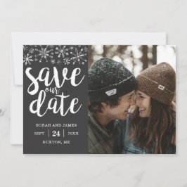 冬のウェディング カスタム写真 Save Our Date カード