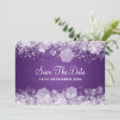 冬のウェディング　スパークリング　ナイト　パープル 招待状 (スタンド正面)