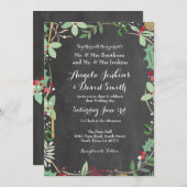 冬のウェディング ホリー チョーク ホリデーパーティーの招待状 招待状 (正面/裏面)