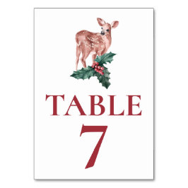 冬のウェディング レッド テーブル ナンバー クリスマス 鹿 テーブルナンバー