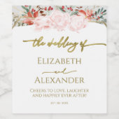 冬のウェディング ワインレベル 水彩 ゴールドスクリプト ワインラベル (シングルラベル)