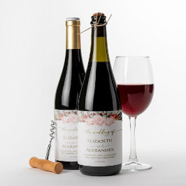 冬のウェディング ワインレベル 水彩 ゴールドスクリプト ワインラベル