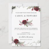 冬のウェディング ヴィンテージ フラワーのクリスマス スタイル 招待状 (正面)