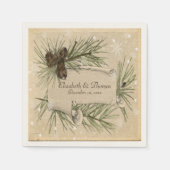 冬のウェディング、松ぼっくり、カスタムペーパーナプキン スタンダードカクテルナプキン (正面)