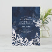 冬のウェディング 氷とネイビー 招待状 (スタンド正面)