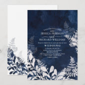 冬のウェディング 氷とネイビー 招待状 (正面/裏面)