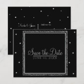 冬のウェディング　輝くシルバー＆ホワイト　Save the Date 案内ポストカード (正面/裏面)