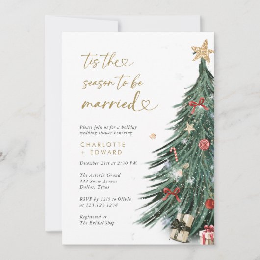 冬のウエディングシャワー結婚したの季節 招待状 (正面)