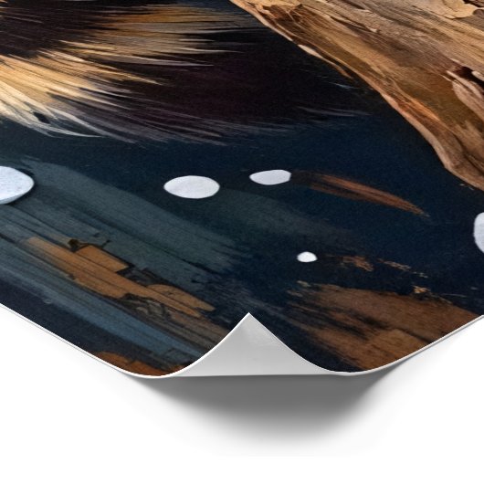 冬のウォッチャー:スタンプのアライグマ ポスター (角)