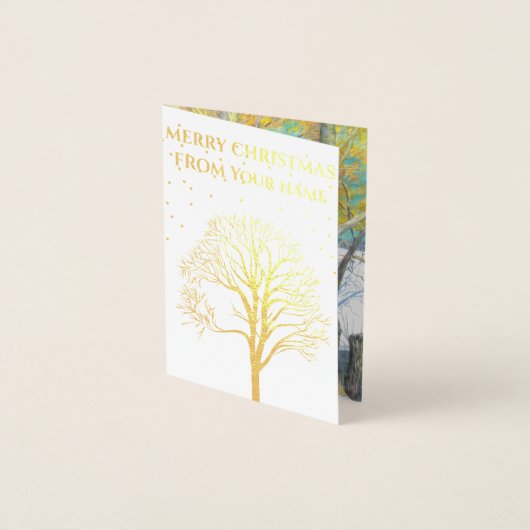 冬のウォータコルの絵画橋 箔カード (正面)